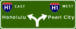 H-3 splits here, to H-1 east to Honolulu, and H-1 west to Pearl City