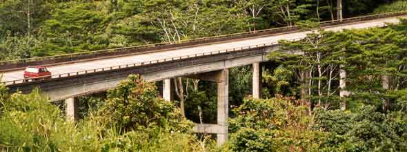 Two-lane concrete bridge 
carrying route 56 over the Kalihiwai Stream