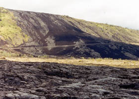 Chain of Craters Road, through recent lava flow