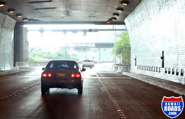 Inside of eastbound Tetsuo Harano tunnel, approaching east portal