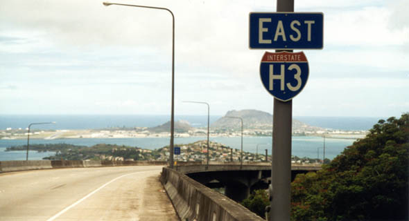 View of Kaneohe Bay from H-3 viaduct