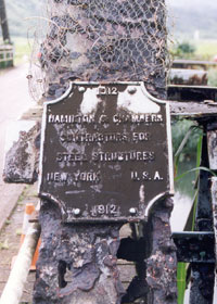 Plate showing the construction company and date for the original Hanalei Bridge