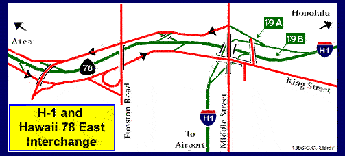 C.C. Slater's diagram of Kahauiki and Fort Shafter interchanges