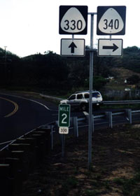 Route markers at junction of county route 330 and state route 340