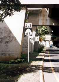 JCT 66 sign on Nimitz Hwy. under Airport Viaduct