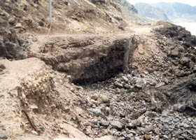 Farrington Highway stretch, fallen down the cliff