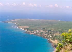 Kalaupapa Peninsula, from trail as it begins its descent to the peninsula