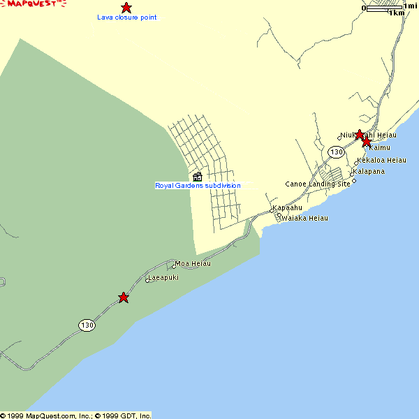 Map of lava closures area