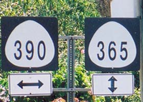 Route shields for county routes 390 and 365