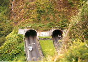 Pali Tunnels east portal, from Nuuanu Pali overlook