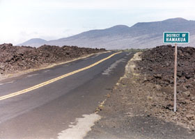 Old Saddle Road alignment at Hamakua District boundary