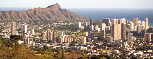 Waikiki and part of downtown Honolulu, from Tantalus Drive scenic road