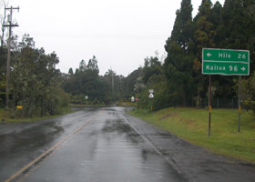 South end of county route 148, at T-intersection of Wright Road with Volcano Road (part of state route 11)