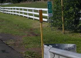 Terminal milepost 2.57 at south end of Kohala Mountain Road (state route 250)