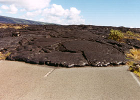 Lava flow over Chain of Craters Road, as of October 1999